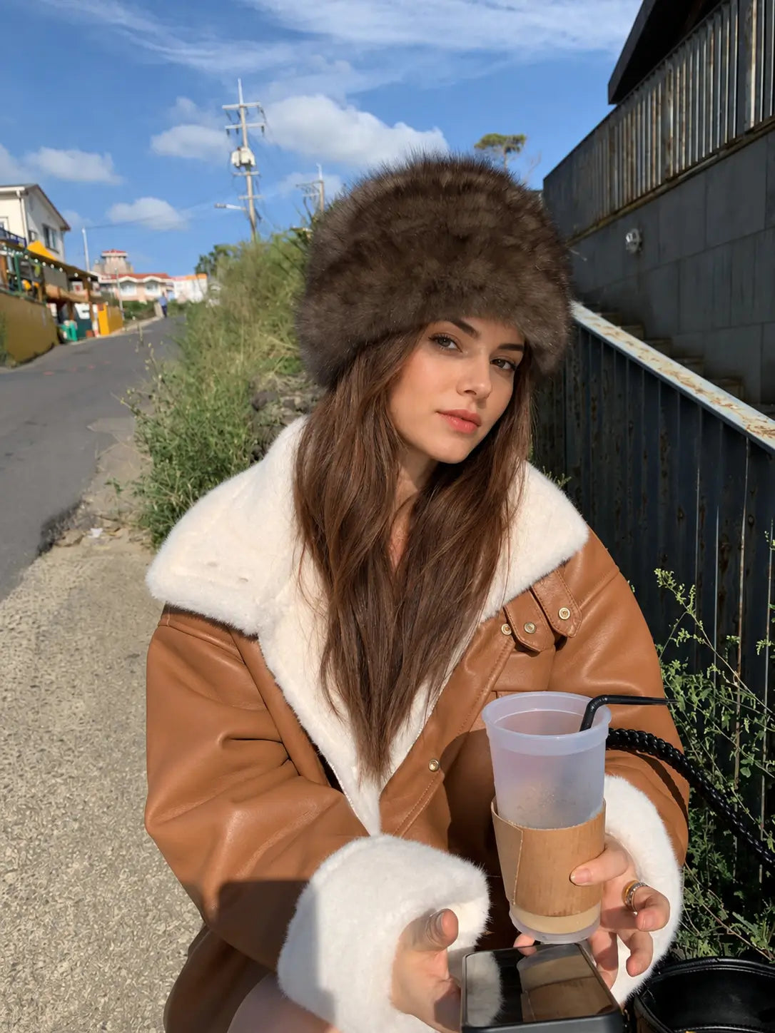 Fireladyfur Women's Reversible Genuine Mink Fur Knit Winter Hat