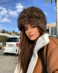 Fireladyfur Women's Reversible Genuine Mink Fur Knit Winter Hat