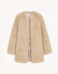 Fireladyfur Women's Tuscan Sheepskin Winter Coat“Peach Oolong”