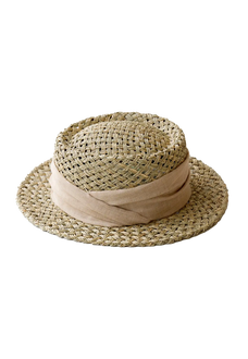 Fireladyfur Women's Casual Beach Hat French Retro All Match Salty Grass Woven Concave Top Sun Hat For Summer