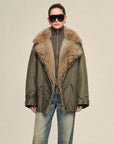 Firelady women's fur parka coat with two-tone Tuscan coyote fur collar, "Wilderness Parka"