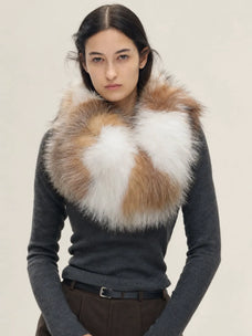 Multicolor fox fur thick warm neck scarf styling - Fireladyfur