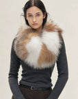 Multicolor fox fur thick warm neck scarf styling - Fireladyfur
