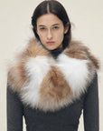 Woman wearing a multicolor fox fur pullover neck scarf - Fireladyfur