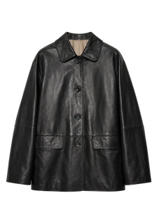 Fashionable Kosi goatskin retro suit-style leather windbreaker jacket product cutout