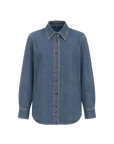 Italian imported BERTO denim classic old money style lapel shirt for women