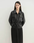 Letrans Women's Cropped Belted Leather Safari Jacket “Twilight Knight”