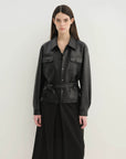 Letrans Women's Cropped Belted Leather Safari Jacket “Twilight Knight”