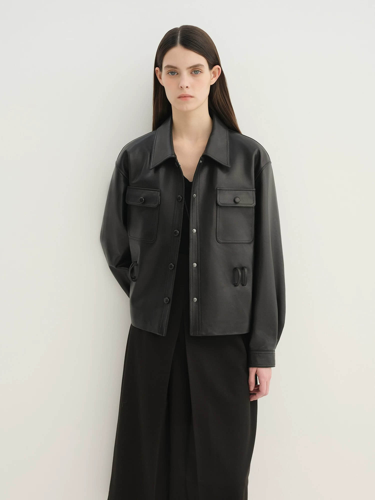 Letrans Women's Cropped Belted Leather Safari Jacket “Twilight Knight”