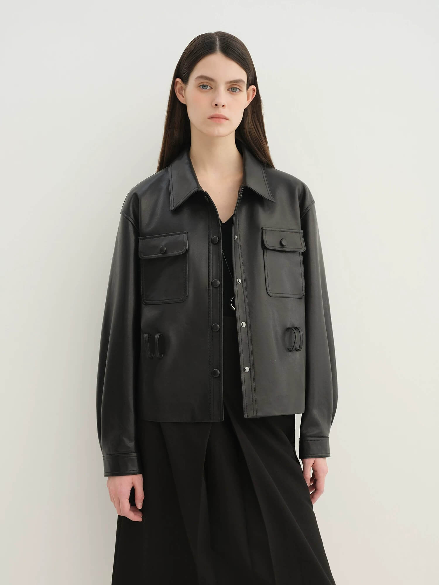 Letrans Women's Cropped Belted Leather Safari Jacket “Twilight Knight”