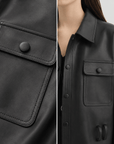 Letrans Women's Cropped Belted Leather Safari Jacket “Twilight Knight”