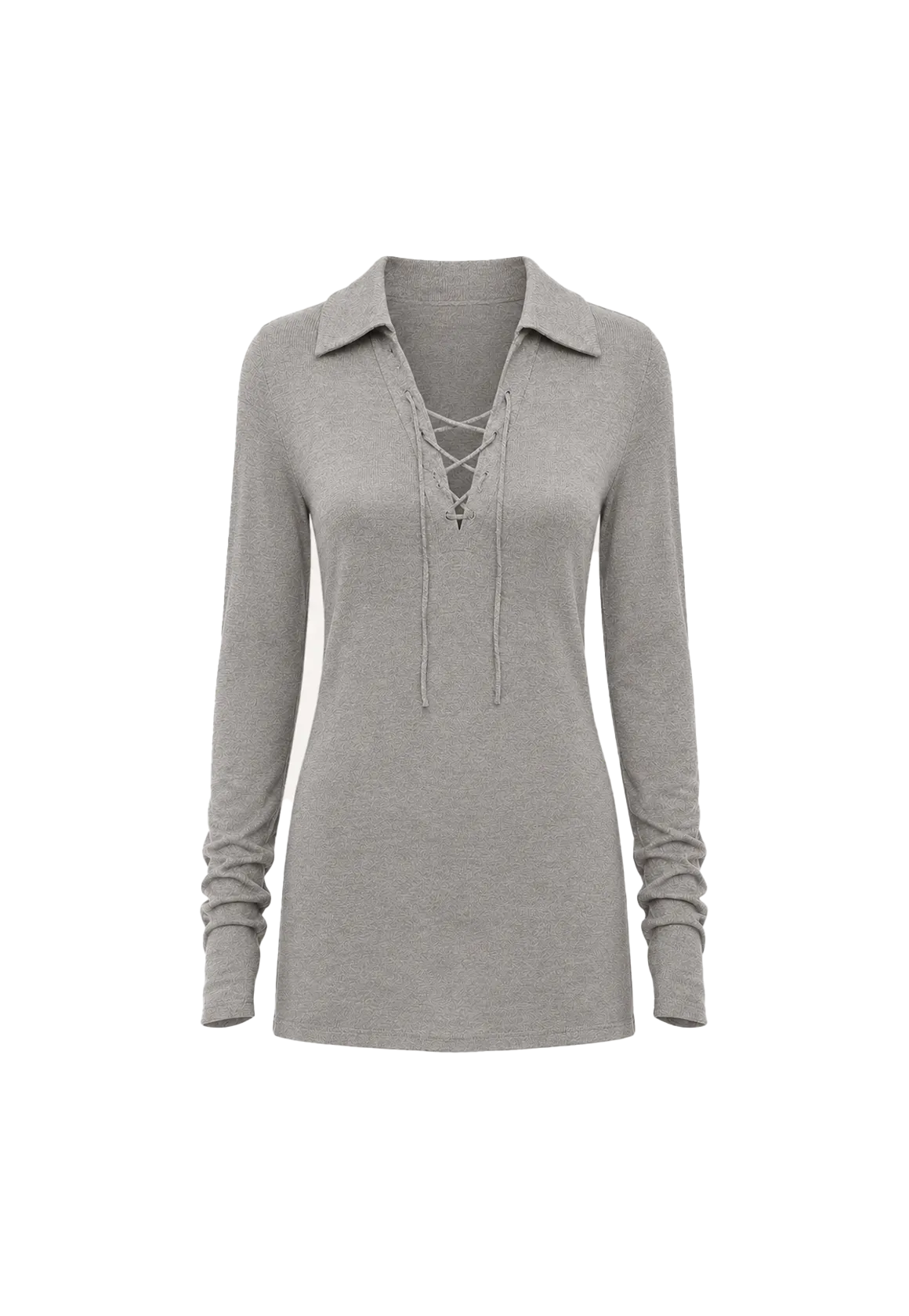 Light luxury silver silk knitted slightly transparent tie lapel slim drape long sleeve knitted top"Eiffel"