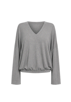 Machine washable Tencel wool V-neck two-wear elastic hem T-shirt bottoming shirt
