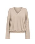 Machine washable Tencel wool V-neck two-wear elastic hem T-shirt bottoming shirt