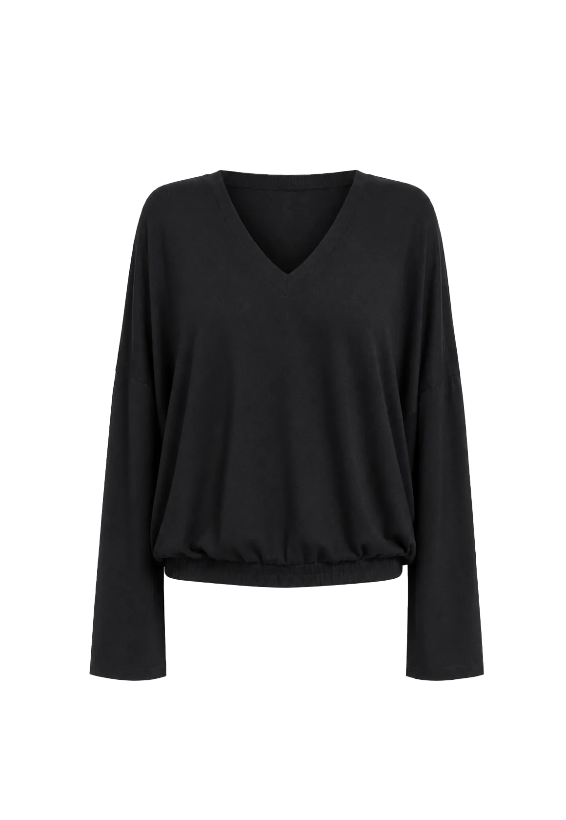 Machine washable Tencel wool V-neck two-wear elastic hem T-shirt bottoming shirt