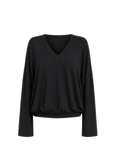 Machine washable Tencel wool V-neck two-wear elastic hem T-shirt bottoming shirt