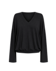 Machine washable Tencel wool V-neck two-wear elastic hem T-shirt bottoming shirt