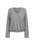 Machine washable Tencel wool V-neck two-wear elastic hem T-shirt bottoming shirt
