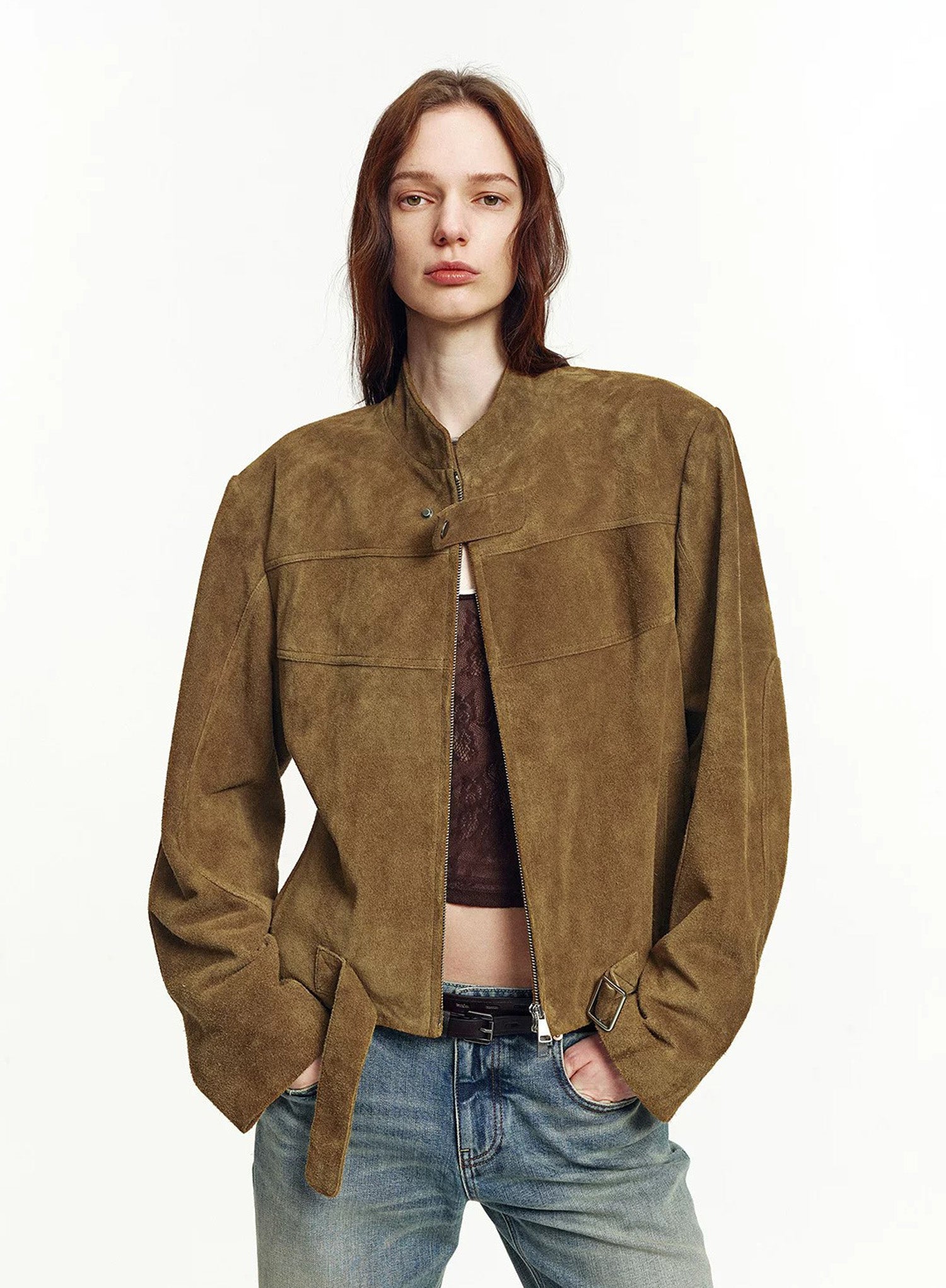 Firelady Fur Suede Leather Biker Jacket for Women – "Caramel Mountain"