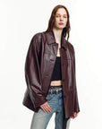 Firelady Fur Women‘s Leather Biker Jacket in British Imported Vintage Waxed Lambskin “American Focus”