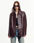 Firelady Fur Women‘s Leather Biker Jacket in British Imported Vintage Waxed Lambskin “American Focus”
