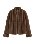 Margaret mid-century style contrasting color Rex rabbit coat