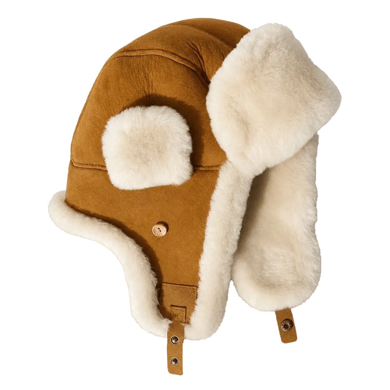 Merino wool warm earmuffs genuine leather suede aviator hat