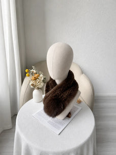 Mink fur scarf autumn and winter warm double-sided fox fur ball scarf