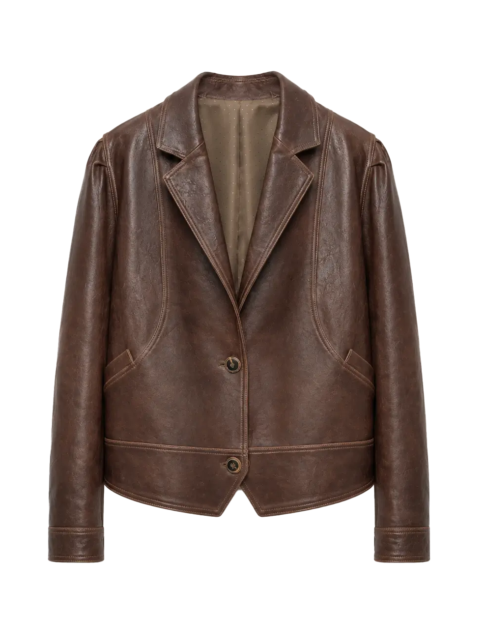 Firelady Fur Vintage Old Stories waxed sheepskin short leather jacket product cutout