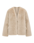 "Night in Paris" imported Toscana Shearing women's V-neck age-reducing lamb fur coat