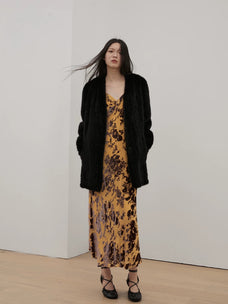 "Moon Serenade" High-luxury imported velvet mink woven fur coat mid-length mink coat (handmade)