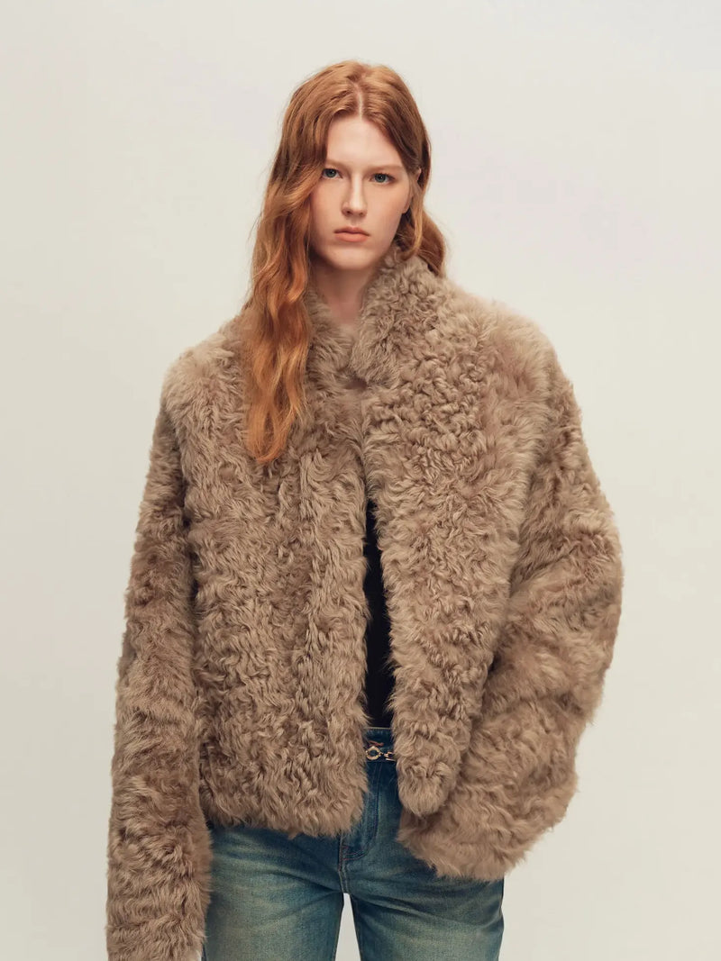 Firelady Fur Women's Cropped Curly Toscana Shearling Jacket