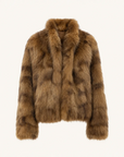 Polar Snow Casual Handmade Swoosh Printed Stand Up Lapel Fox Fur Coat