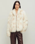 Polar Snow Casual Handmade Swoosh Printed Stand Up Lapel Fox Fur Coat