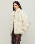 Polar Snow Casual Handmade Swoosh Printed Stand Up Lapel Fox Fur Coat