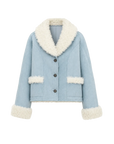 "Pure Era" imported high-quality lamb contrast color fruit collar short wool fur coat