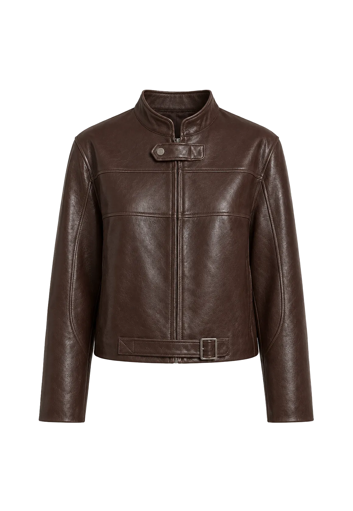 Caramel Mountain brown red two-tone sheepskin motorcycle jacket product cutout