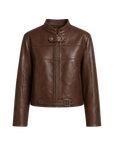 Retro Sheepskin Stand Collar Short Motorcycle Jacket “Caramel Mountain”
