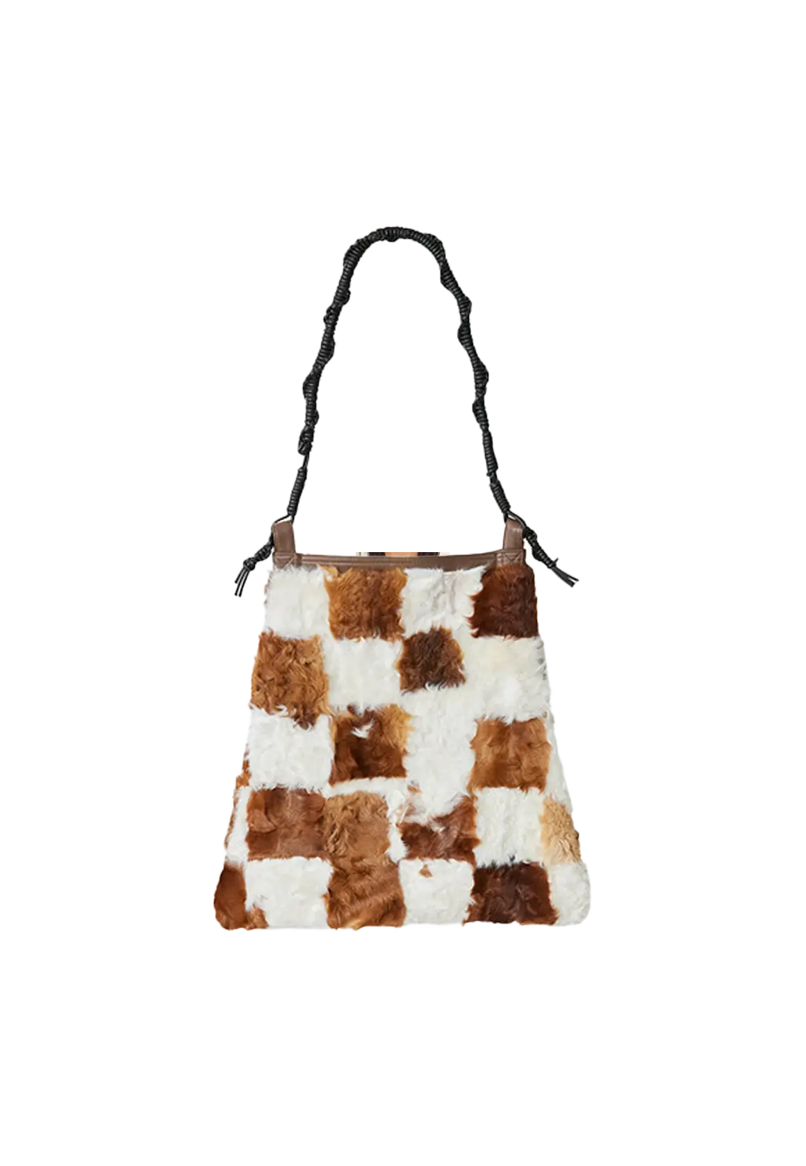 Retro fashionable versatile stitching contrasting checkerboard shoulder bag wool bag