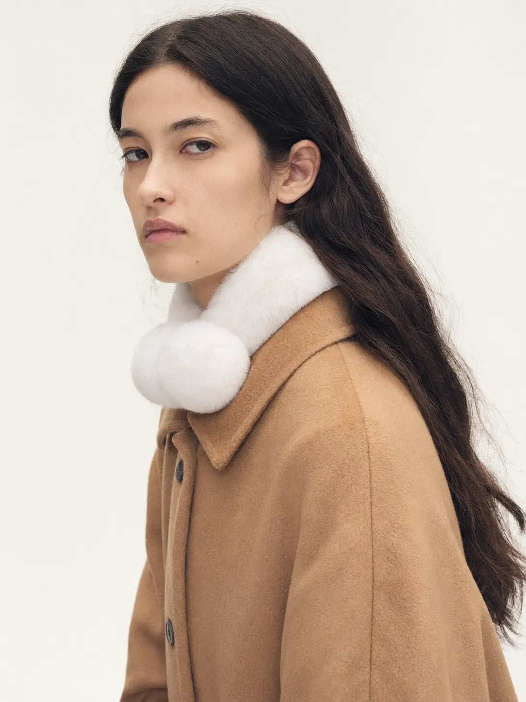 Rice white rex rabbit fur magnetic scarf winter styling - Fireladyfur