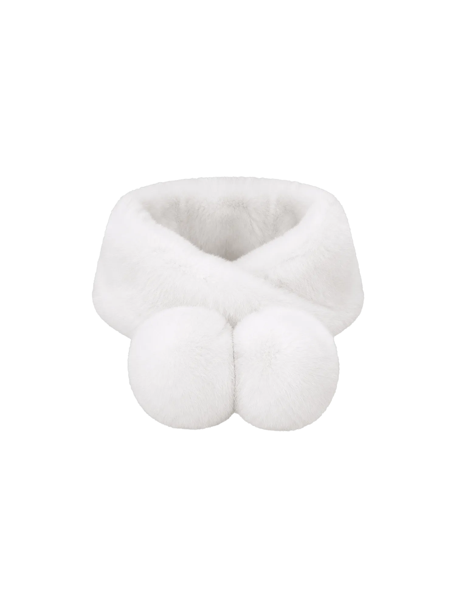 Écharpe courte aimantée à pompons en fourrure de lapin Rex double face, modèle parent-enfant