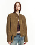 Firelady Fur Suede Leather Biker Jacket for Women – "Caramel Mountain"