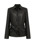 THE ARTM Black Lambskin Leather Jacket - Retro Fitted Suede Coat