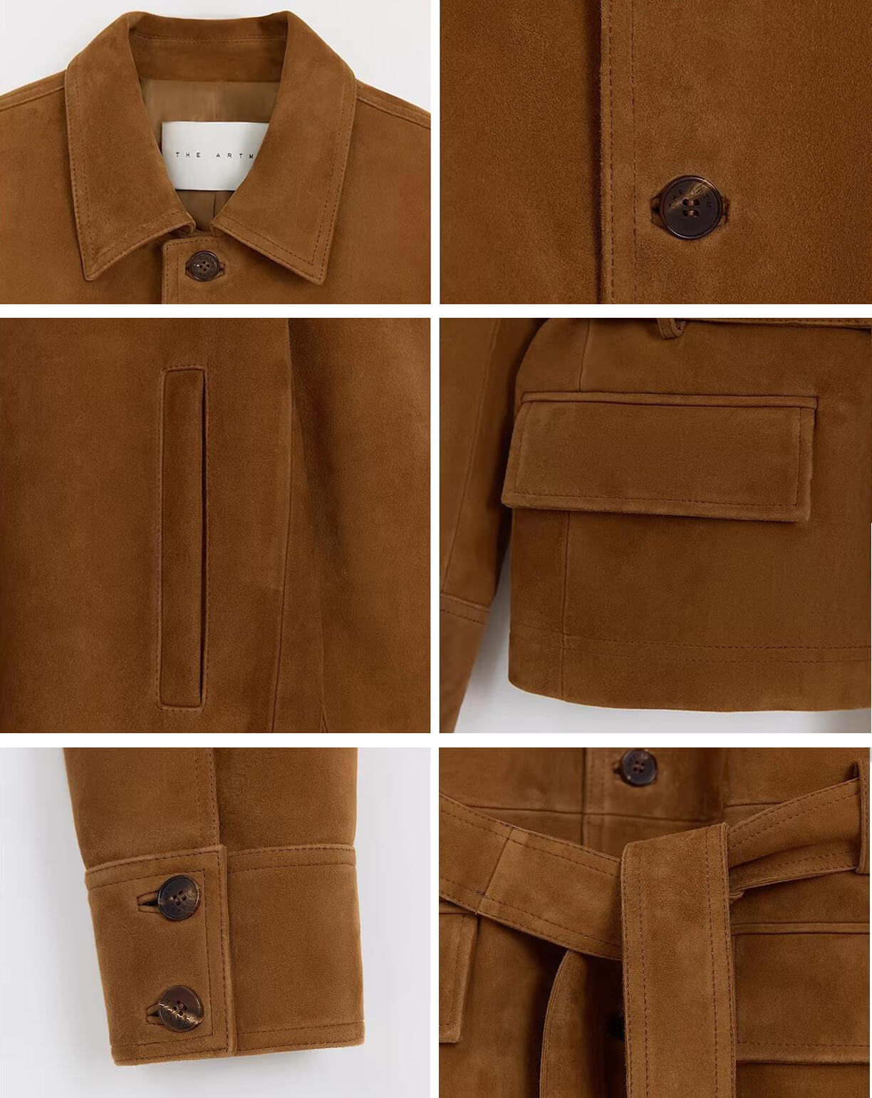 THE ARTM Black Lambskin Leather Jacket - Retro Fitted Suede Coat