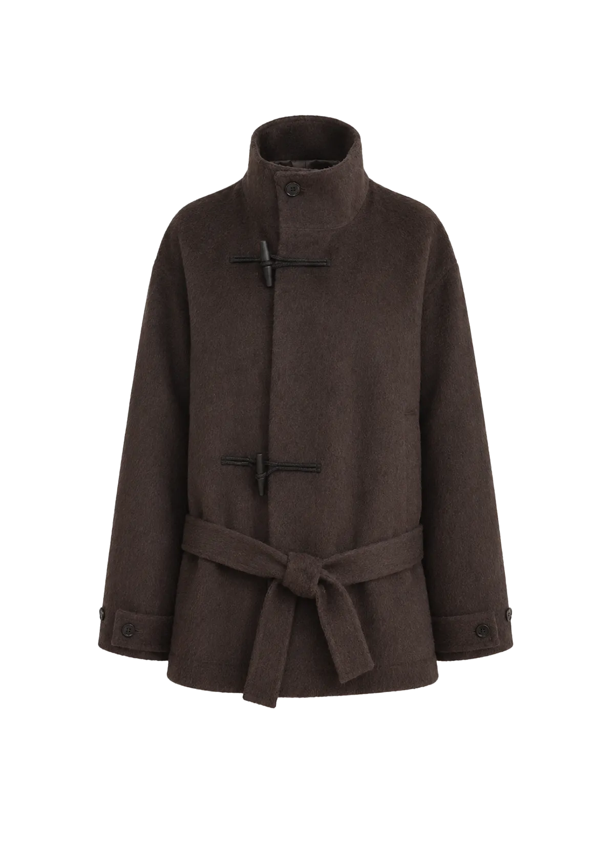THE ARTM Women's Alpaca Wool Blend Stand Collar Short Coat "Elegant Warmth"