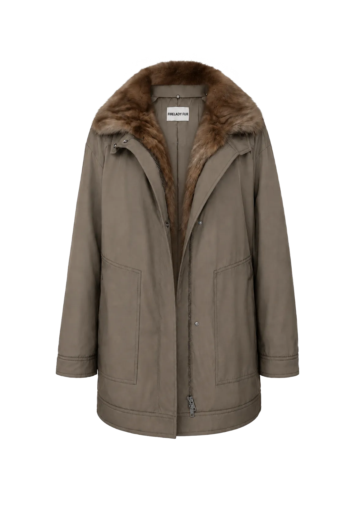 THE ARTM Women’s Detachable Fur Collar Nylon Down Parka – Water-Resistant Winter Coat