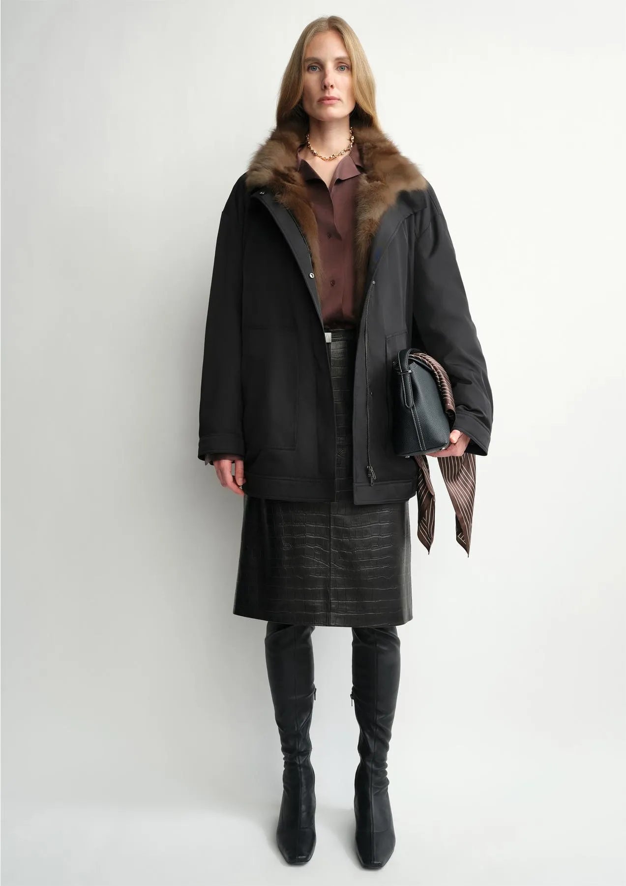 THE ARTM Women’s Detachable Fur Collar Nylon Down Parka – Water-Resistant Winter Coat