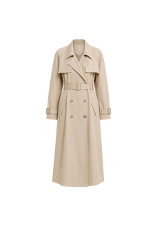 THE ARTM Women's Double-Breasted Trench Coat - Silky Acetate Long Coat with Saddle Shoulders