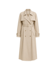 THE ARTM Women's Double-Breasted Trench Coat - Silky Acetate Long Coat with Saddle Shoulders