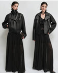 THE ARTM Women’s Double-Lapel Lambskin Leather Jacket, Premium Natural Material